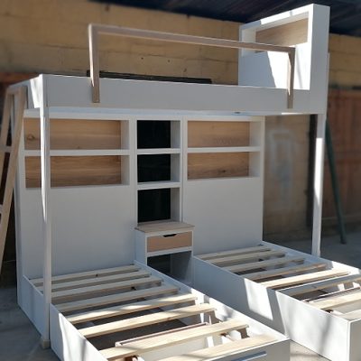 Creator Creations Wood Furniture Nelspruit - Trinity - 3 in one bunk bed kids bedroom suite